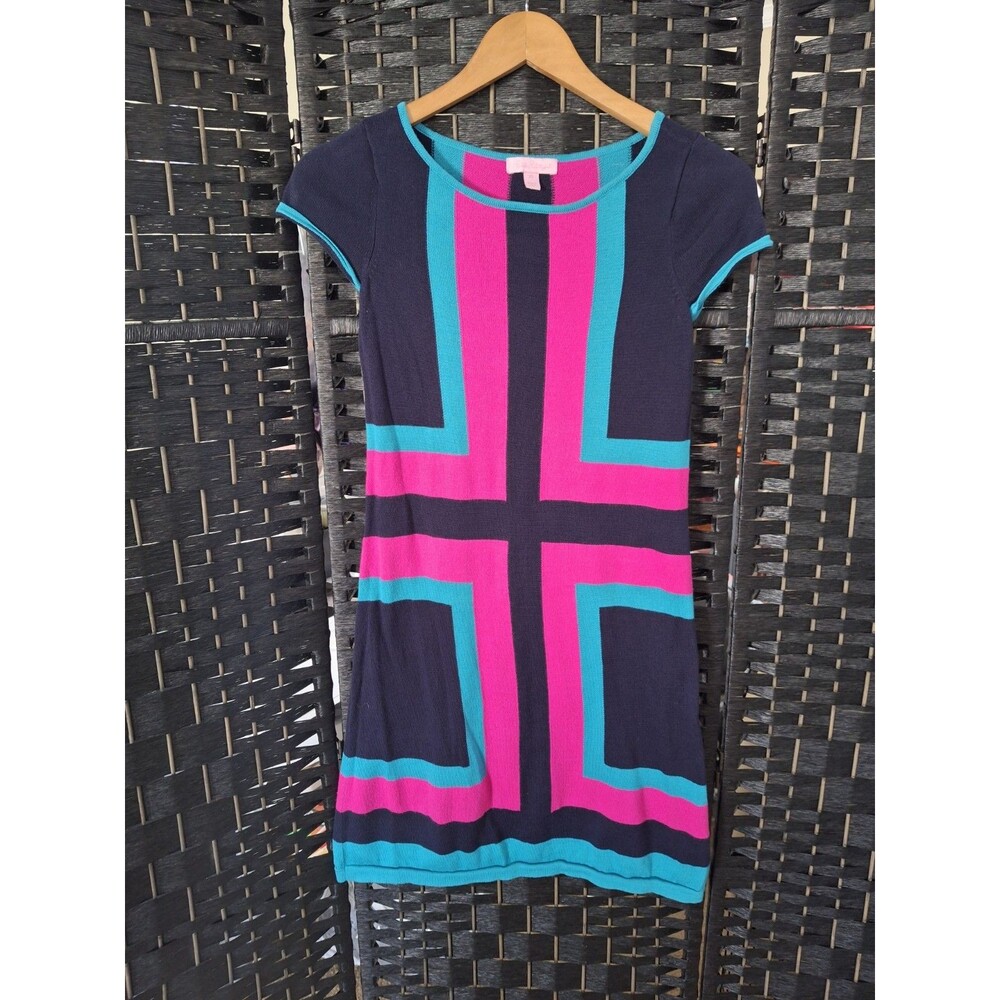 Lilly Pulitzer Isabella Sweater Dress Size XS Colorblock Mod Retro Maximalist